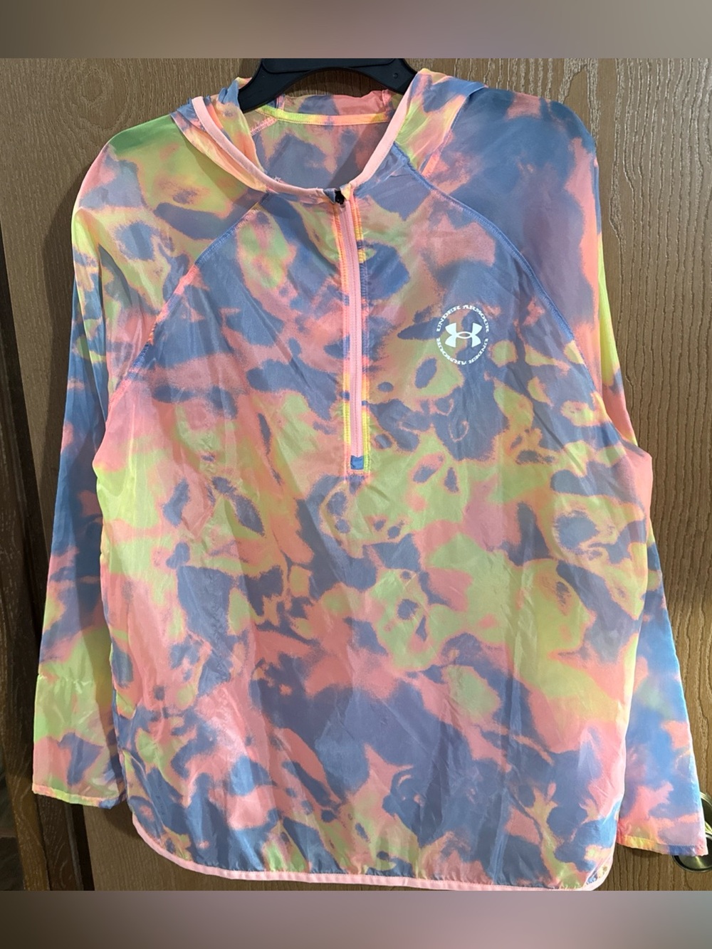 Under Armour Jacket Womens Sherbet Storm Up The Pace Windbreaker 1/4 Zip Large
